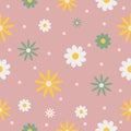 Small flowers and dots. Cute floral seamless pattern. Royalty Free Stock Photo