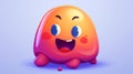 A small fluffy cartoon laughing pink and orange monster cartoon