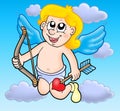 Small flying cupid with bow Royalty Free Stock Photo