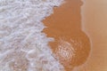 Small foam wave on sea close with beach