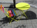 Small folding chair and round table