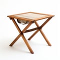 Teak Portable End Table For Camping On White Background