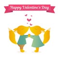 Small Foxes holding hands and kissing. Vector Illustration for the holiday. Valentine`s Day. Perfectly suitable for