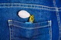 Small fragance inside of jeans back pocket Royalty Free Stock Photo