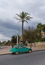 Small French green cabrio car