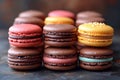 Small French pastries. Sweet and colorful French Macarons Cakes