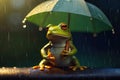 Small frog with umbrella Royalty Free Stock Photo