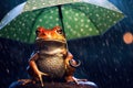 Small frog with umbrella