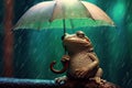 Small frog with umbrella Royalty Free Stock Photo