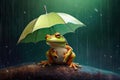 Small frog with umbrella