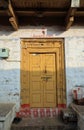 Yellow door in Badami Royalty Free Stock Photo