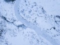 Small frozen river. Aerial view landscape Royalty Free Stock Photo