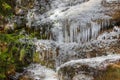 Small frozen water falls in winter time in rural Ohio