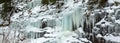 Small frozen waterfalls in the mountains, Slovakia