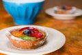 Small fruit tart on a plate Royalty Free Stock Photo