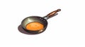 Cartoon Fried Egg In Dark Orange And Silver Pan Royalty Free Stock Photo