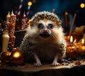 Small funny hedgehog. Little lovely wildlife animal. Generative AI