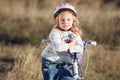 Small funny kid riding bike Royalty Free Stock Photo