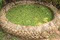 Small garden pond made of gravel stones