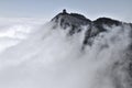 A small gazebo on the top of the majestic cliff of Emai Mountains in Sichuan province in China