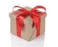 Small gift box wraped in recycled paper with Royalty Free Stock Photo