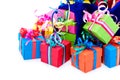 Small gift boxes and blue bag Royalty Free Stock Photo