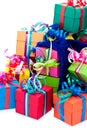 Small gift boxes and blue bag Royalty Free Stock Photo