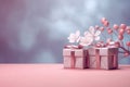 Small Gift Boxes with Bows and Flowers Royalty Free Stock Photo