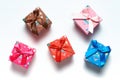 Gift boxes scattered over white background Royalty Free Stock Photo