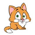 Small ginger cat big eyes illustration cartoon Royalty Free Stock Photo