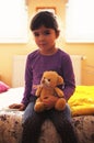 Small Girl Playing With Bear Toy Royalty Free Stock Photo