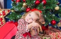 Small girl in a beautiful dress embraces a lovely puppy of a dachshund. Closeup portrait Royalty Free Stock Photo