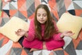 Small girl child ready to sleep. Time to relax. Childhood happiness. Good morning. International childrens day. Little Royalty Free Stock Photo