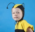 Small girl is dressed at bee costume Royalty Free Stock Photo