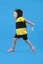 Small girl is dressed at bee costume Royalty Free Stock Photo