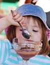 Small girl eating eis cream Royalty Free Stock Photo