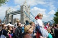 Small girl enjoying Polish day near tower bridge