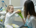 Small girl patient at the dentist