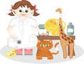 Small girl playing the veterinary medicine Royalty Free Stock Photo