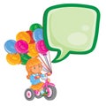 Small girl ride tricycle with balloons