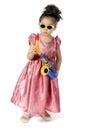 Small girl with saxophone Royalty Free Stock Photo