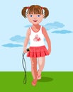 Small girl with a skipping rope