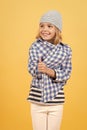 Small girl smile in hat, shirt and pants, fashion Royalty Free Stock Photo