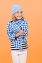 Small girl smile in hat, shirt and pants, fashion Royalty Free Stock Photo