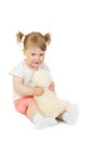 Small girl with toy bear isolated Royalty Free Stock Photo