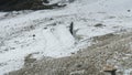 A small glacier crevice on the glacier in the Alps