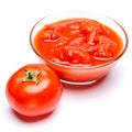 Small glass condiment bowl of red tomato sauce ketchup of peree Royalty Free Stock Photo