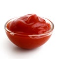 Small glass condiment bowl of red tomato sauce ketchup. Royalty Free Stock Photo