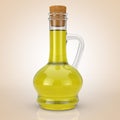 Small Glass Decanter Bottle of Olive Oil Cork. 3d Rendering