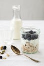 Overnight oats with blue berries Royalty Free Stock Photo
